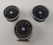 Hardy Bros Marquis Salmon No 2 alloy salmon fly reel, with 2 spare spools, 4 1/8