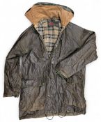 Vintage Belstaff wax Jacket Fishing Hunting, with hood a few age-related holes to pockets, size #40