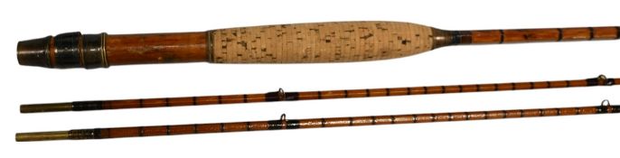 C Farlow & Co Ltd, St James Street, London, Holdfast split cane trout fly rod, 8ft 2pc with spare