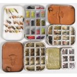 4x Wheatley alloy dry fly boxes, in a range of sizes, including 2 with leather wallets to