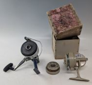 Swiss Monti-Super early spinning reel, LHW, working half bail, retains good original finish, c/w