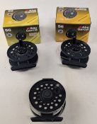 Pair of Abu Garcia Flymax 56 lightweight trout fly reels, little used, with papers and original