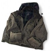 House of Hardy short wax Fishing Jacket, in used condition, with detachable hood, lining and zips