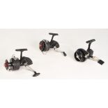 A collection of unusual fixed spool reels, as follows: Brevete S G D G France Marque Deposee LHW