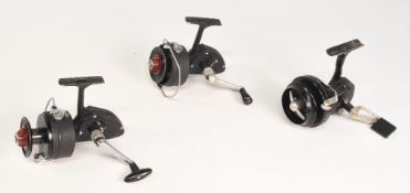 A collection of unusual fixed spool reels, as follows: Brevete S G D G France Marque Deposee LHW