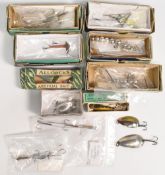 12x vintage lures, mainly Allcock, including 2x Water Witch, plus a further parts lure, an early