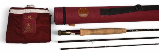 Hardy Swift 9' 3 piece graphite fly rod, line rate #5, carbon reel seat and up lock fitting, good,