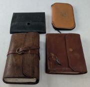 Hardy leather/sheepskin zip fly wallet containing selection of single/double hook flies, a vintage