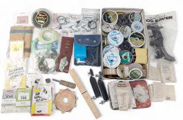 Fishing Tackle Collection to include nylon line, leader line, flies fishing scales, cleaning kit,