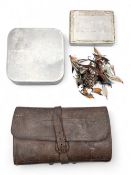 Leather Fly Wallet with contents of gut line, flies, trace, plus a Richard Wheatley cast case