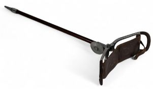 Bollans of Liverpool Folding Shooting Stick with leather seat, removable spite rest in good used
