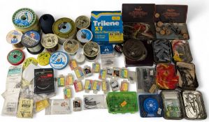 Quantity of Nylon Fishing Tackle, Line, Hooks, leaders, lead shot, swivels, feathers - a lifetime'