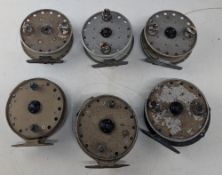 6x Grice & Young centrepin trotting reels, including Avon Royal Supreme narrow drum models, and 4x