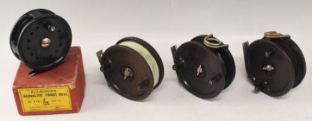 A collection of Allcocks reels, as follows: Allcocks Aerialite trout fly reel No B145, 3 ¼