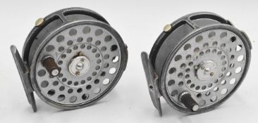 Pair of Hardy LRH lightweight fly reels, 3 1/8