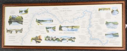 Nigel Houldsworth Fisherman's Map of Salmon Pools on The River Tay, signed copy, framed and under