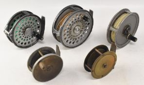 A collection of alloy reels, as follows: Intrepid Gear Fly Lightweight multiplier alloy trout fly