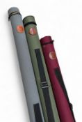 3x Hardy Bros Fishing Rod Tubes, all empty canvas covered with zipped tops - size 142cm, 127cm 102cm