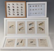 Framed Trout Wet & Dry Flies, a named selection of wet flies, mounted under glass with unnamed dry
