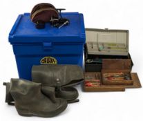Galaxy Plastic Fishing Seat Box, with a collection fishing tackle and reel, to include a Mitchell