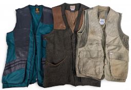 3x Hunting and Shooting Waistcoats, a good collection to include Browning waistcoat with leather