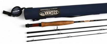St Croix Reign 8' 4 piece graphite trout fly rod, lined butt ring, snake intermediates, wood spacer,
