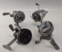 4x vintage spinning reels, a Swiss made Fix-Reel, LHW, manual pick up, optional check, good, a
