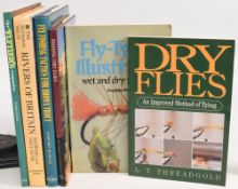 6 Fly fishing and fly tying books: authors include Rice, F, Dry Flies, Thread Gold, LT, Fly