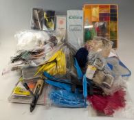 Fly Tying Collection, a large lot to include used and unused, capes, feather flash, line hooks,