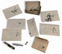 Collection of vintage reel parts/spares, including springs, pawls, fly reel feet. (Qty)