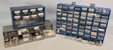 3x Drawer Cabinets of Fishing and Fly-Tying Accessories, to include wooden reels of cotton, line