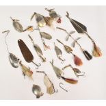 Collection of USA vintage Musky type lures, makers include JT Buel, JT Lowe, Hendryx & more, some
