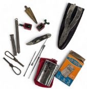 Varied collection of fishing accessories, including 2x Lesney bait press, a Cummins of Bishop