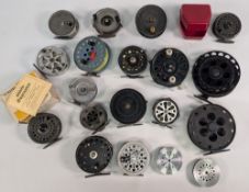 Quantity of Centrepin trotting reels, including 2 Sheffield pattern reels, 1 with handles, 1