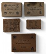 5x Hardy early card boxes, containing mixed selection of bait mounts, including three Scarab