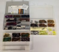 3x Fishing Tackle Boxes - two Plano boxes weighted hooks with contents of rubber lure artificial