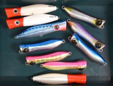 10x small saltwater surface poppers by Halco & Bubble Pop, sizes up to 5 ½