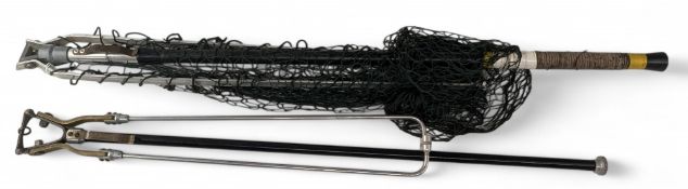 2x Folding Landing Nets, both unbranded - one extends, and the other need a new net