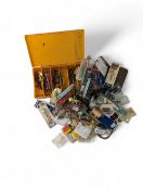 Large collection of fishing lures, including Rapala plugs in boxes, Mepps spinners, Abu Toby, Flying