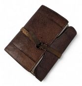 Fine vintage leather salmon fly wallet, original strap/buckle, containing good collection of