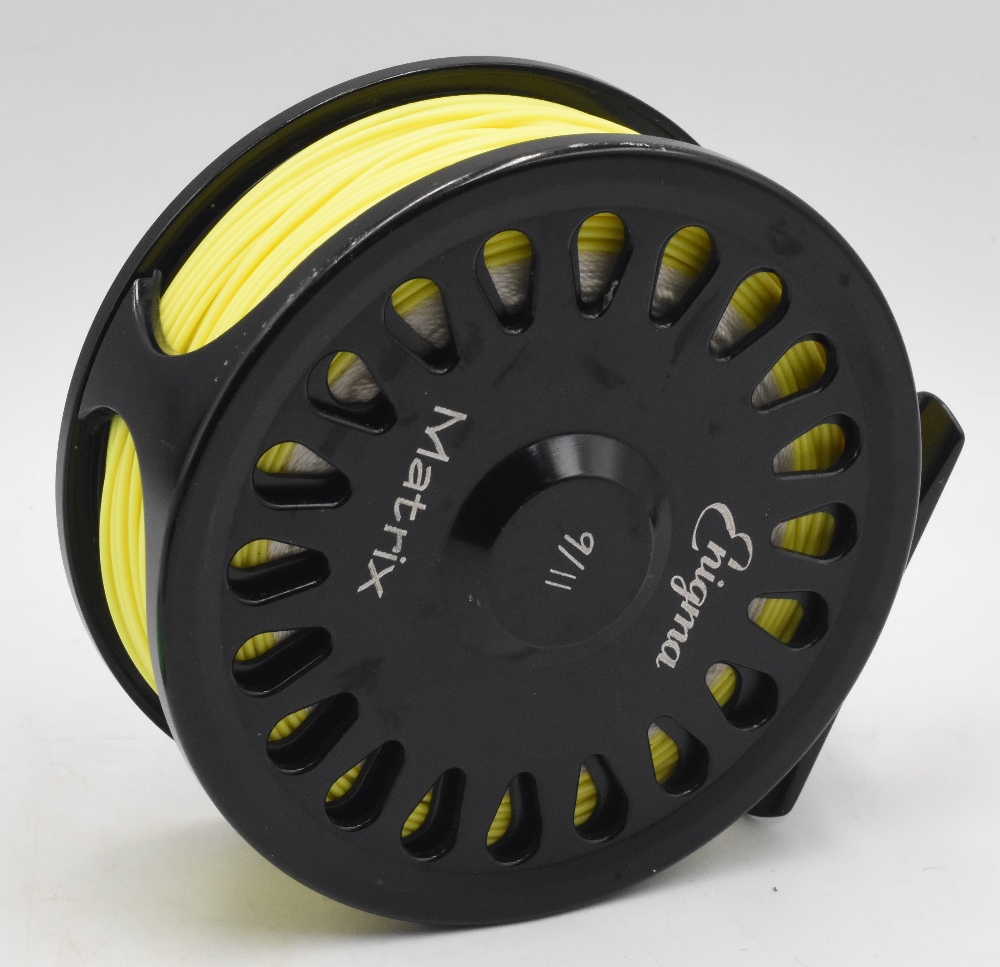 Enigma Matrix 9/11# alloy salmon salt water reel with spare spool, 4 1/8" x 1 5/8" wide ventilated - Image 2 of 2