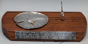 Hallmarked silver lily pad with a gold plated frog and hallmarked Sheffield 1997, silver float on