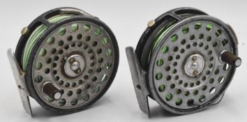 Hardy LRH lightweight trout fly reel, with early riveted L shape line guide, ribbed alloy foot,