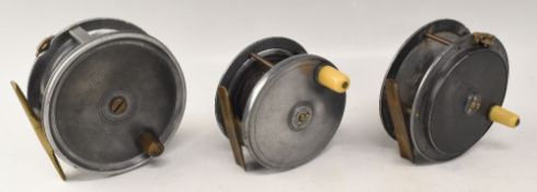 3x alloy salmon fly reels, made by David Slater of Newark, including a 4 ¾