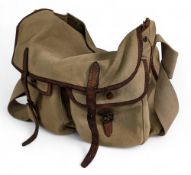 Fine Brady of Halesowen traditional canvas/leather game fishing bag, 16