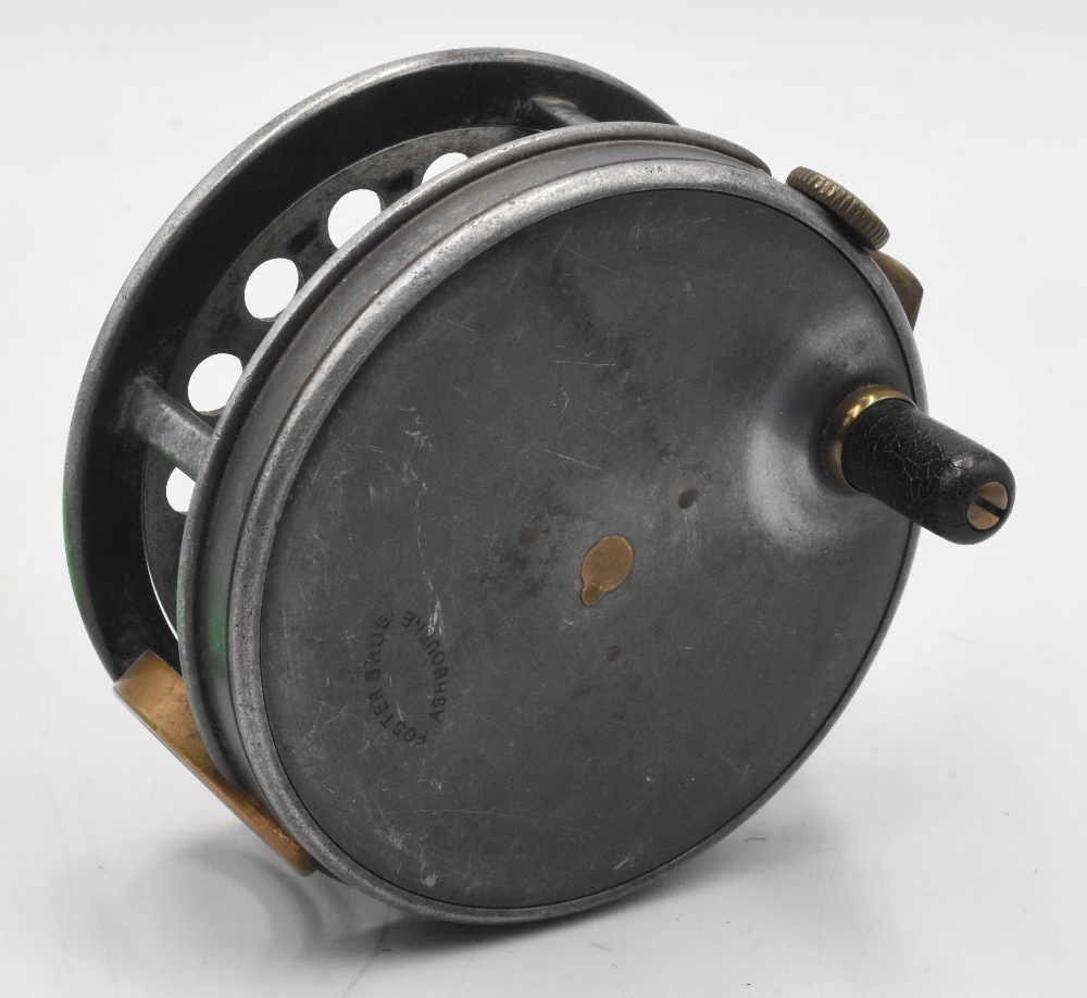 Foster Bros Ashbourne Perfect style alloy trout fly reel 3 1/8" ventilated spool, brown handle on - Image 3 of 3