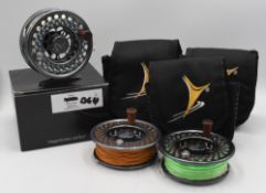 Vosseller made in Germany DC4 alloy fly reel with 2 spare spools, 3 ½