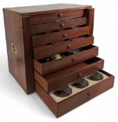 Fine 7 Drawer Collector's Cabinet, with brass campaign handles, with drawer fitted for fishing