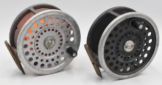 Two Hardy Marquis salmon No.2 fly reels, one with metal check, the other with composite, brake