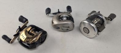 Shimano Corsair CS300 multiplier reel, star drag, level wind, thumb bar release, a Bass Pro Shop